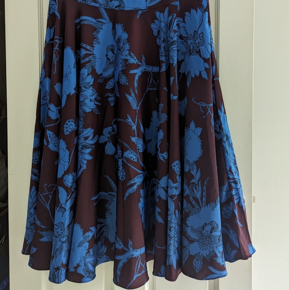 ME+EM Maxi Skirt Deep Cabernet Blue Scribble Floral Print Maxi Skirt Size 6 US - Picture 7 of 14
